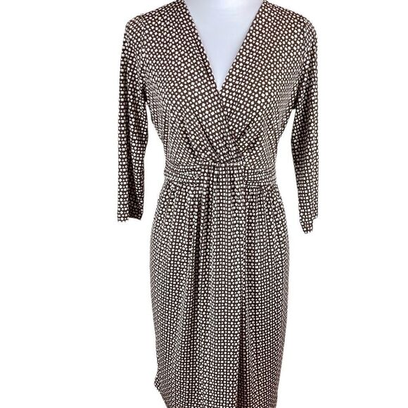 Motherhood Maternity Brown And White 3/4 Sleeve Dress, Size S - Picture 1 of 7